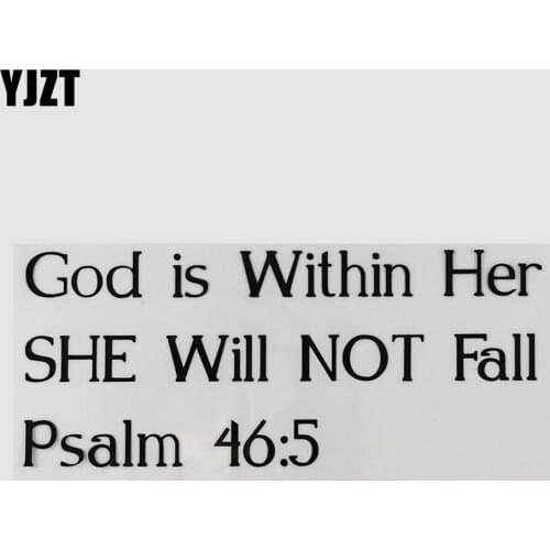 YJZT 19.8CM*8.3CM Amusing God is Within Her SHE Will NOT Fall Psalm 46:5 Vinyl Black/Silver Decor Car Sticker 13D-0279