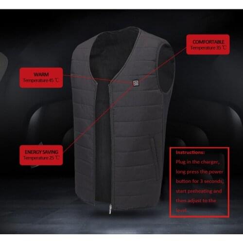 2018 Winter Heated Vest Men Women Electric Heated Jacket Thermal Clothes Fishing Hunting Fast Heat Waistcoat Gilet Chauffant