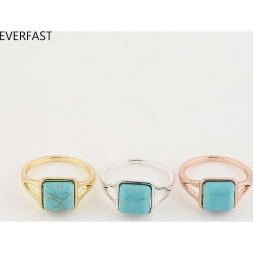 3pc/Set Light Blue Square Stone Rings Size 6.5 Retro Style Women Ring Set Jewelry Accessories Free Shipping