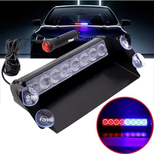 8 LEDs Car Truck Emergency Flasher Dash Strobe Warning Light Day Running Flash Led Police Lights 3 Flashing Modes 12V