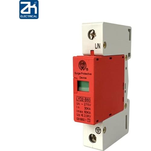 B60-1P 30KA~60KA ~275V 385V 420V AC SPD House Surge Protector Protective Low-voltage Arrester Device Lightning protection