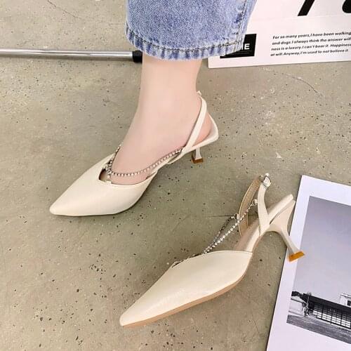 Fashion Pointed Sexy Temperament High Heels Spring And Summer New All-Match Shallow Mouth Baotou Ladies Sandals