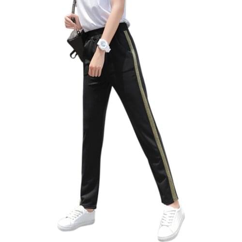 Fashion Side Stripe Pants Women 2020 Summer High Waist Straight Streetwear Trousers Casual Jogger Harajuku Sweatpants