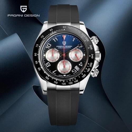PAGANI DESIGN Mens Watch Automatic Date Wristwatch Multifunction Top Quartz Chronograph 100M Waterproof Japan VK63 reloj hombre