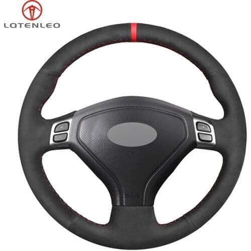 LQTENLEO Black Suede DIY Car Steering Wheel Cover For Subaru Forester 2004-2007 Outback 2004 2005 Legacy Impreza WRX 2003-2006