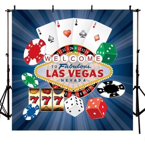 Photography backdrop Welcome to Las Vegas Casino Club Roulette Poker Cards holiday party Custom background for photo studio