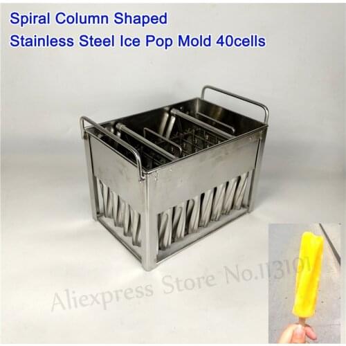 Ice Pop Mold 40 cells Popsicle Moulds 304 Stainless Steel Spiral Column Ice-lolly Molds with Sticks Holder Brand New
