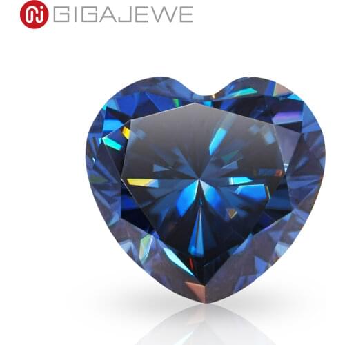 GIGAJEWE Customized Heart Cut Dark Blue Color VVS Natural Growt Moissanite Loose Diamond Test Passed Gemstone For Jewelry Making