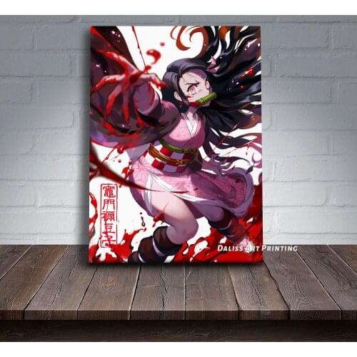 Canvas Anime Nezuko Demon Slayer Pictures Home Decoration Paintings Poster HD Prints Wall Art Modular Living Room Framed