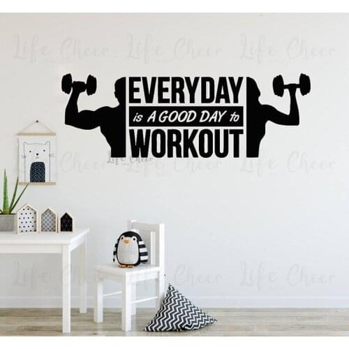 Everyday is a good day to workout Quote Wall Murals Art Gym Fitness Club Decoration Crossfit Design Wall Decal Stickers AC560