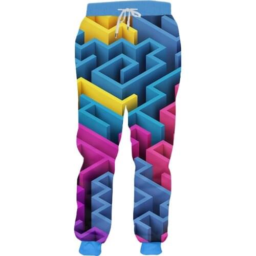 IFPD EU Size 3D Pants Funny Colorful Maze Printed Mens Jogger Pants Causual Fanny Harajuku Plus Size Trousers Dropshipping