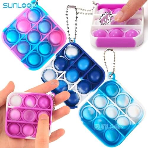 Trend simple dimple fidget toy keychain push pop bubble figet unicorn popet Antistress Toy with chain New simpl dimmer Gift