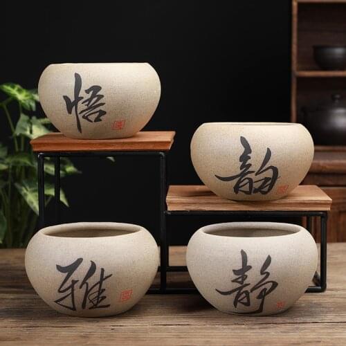 Ceramic Flowerpot Simple Fleshy Flower Pots Stoneware Breathable Bonsai Pot Desktop Combination Garden Decoration