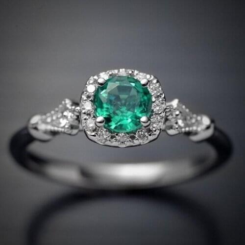 DANS ELEMENT Ring For Women Girls Luxury Style Four Claws Green Stone Cubic Zirconia Gifts Fashion Jewelry DEKCR057