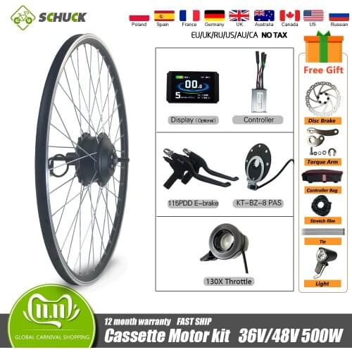 Electric Bicycle Conversion Kit 36V 48V 500W EBike Kit All Waterproof Plug 16-29inch 700C EBike Brushless Hub Motor Bike Wheel