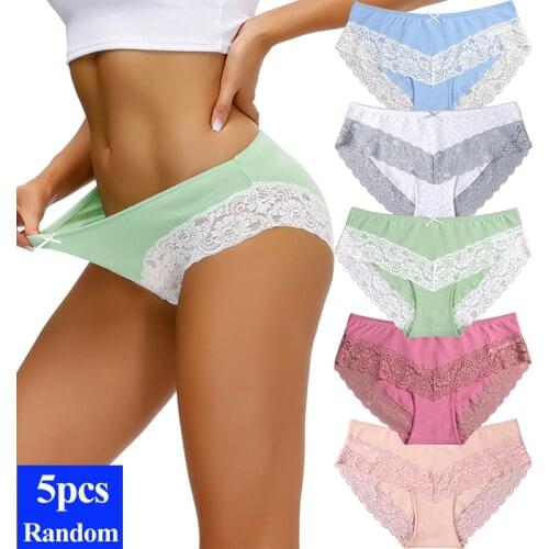 5pcs/Pack Random colors womens underwear set sexy lace cotton panties for women plus size soft Calcinha Cotton female Lingerie