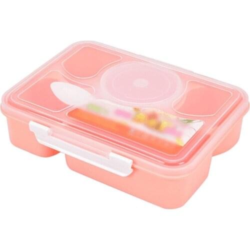 5 Cells Lunch Box With Sealed Small Soup Bowl Wheat Fiber Adults Lady Kid Microwave Lunch Bento Box for Picnic Camping