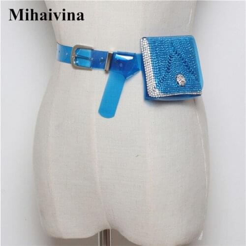Mihaivina Fashion Beach Fanny Pack Rhinestone Waist Bag Women Mini Purse Transparent Jelly Waterproof Belt Bag Handbag heuptas