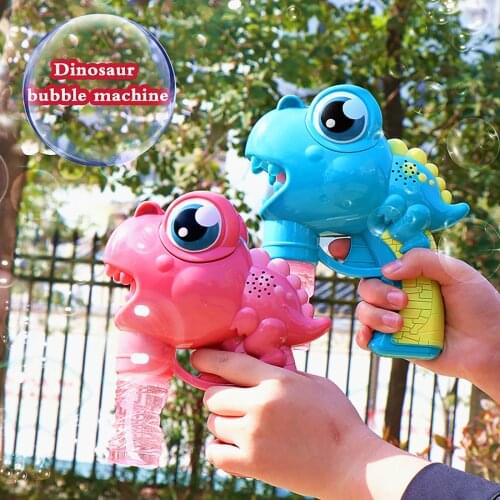Cute Bubbles Childrens Electric Dinosaur Bubble Machine Automatic Bubble Blowing With 2x50ML Bubble Water Not Include Battery