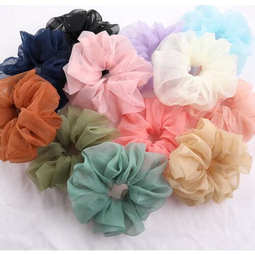 Fashion Scrunchie Women Hair Ties Elegant Colorful Large Tulle Hair Scrunchies Girls Elastic Hair Band Hair Accessories 2021 New