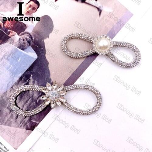 Fashion DIY Rhinestone Pearl 8 Shape Bridal Wedding Party Shoes Accessories For high Heels Flats Slipper Shoe Decorations flower