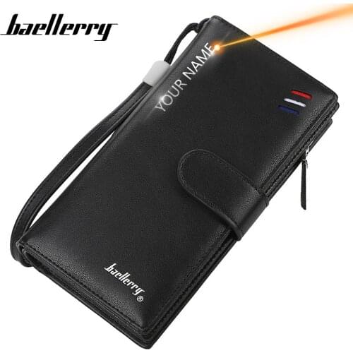 2020 Men Wallets Free Name Engraving Brand Long Male Wallets Card Holder Fashion Male Purse Zipper Brand Wallet For Men Carteria