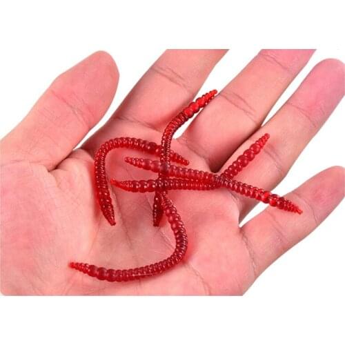 50pcs/lot Soft Lure Fishing Simulation Earthworm red Worms Artificial Fishing Lure Tackle Lifelike Fishy Smell Lures