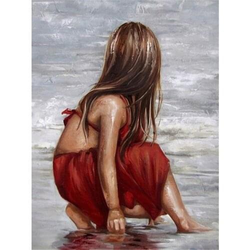 Flower Girl DIY Cross Stitch Embroidery 11CT Kits Needlework Craft Set Printed Canvas Cotton Thread Home Dropshipping