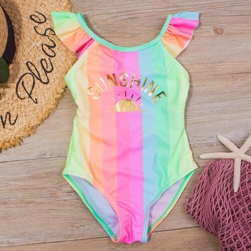 2021 New Summer Girls Swimsuit Swimwear 3-8 Baby Girl One Piece Unicorn Swimming Suit Cartoon Design Beach Bathing Suit216