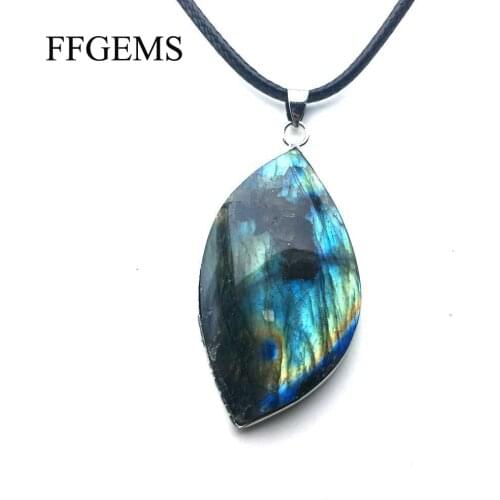 FFG New Natural irregular crystal Labradorite Pendants Moonstone Sunstone Necklace Divination spiritual meditation Fine Jewelry