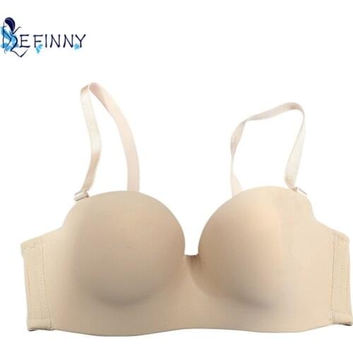 New Sexy Lingerie Women Underwear Solid Pink Convertible Straps Smooth Bra Thin Padded Push Up Seamless Wirefree Invisible Bras