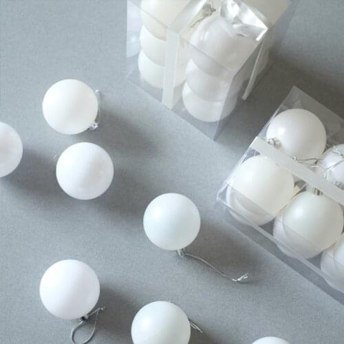 Nordic style INS minimalist white Christmas ball 6CM DIY decoration Christmas tree ornaments Meichen layout