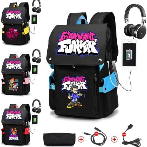 Game Friday Night Funkin Backpack Canvas School Bags for Teenage boys Girls Travel Bag Women Men Laptop Computer Bag