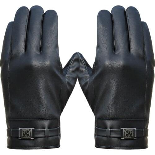 Mens Winter Gloves Washed Leather Touch Screen Warm Gloves Windfproof Riding Plus Velvet Business Mittens Elegant
