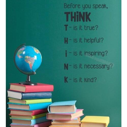 Before You Speak THINK Quote Wall Sticker true helpful inspiring necessary kind Lettering word mural Office school poster EB178