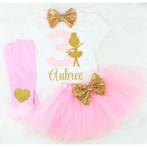 Personalize name age ballerina Girl birthday bodysuit bloomer romper leggings Outfit Sets baby shower party favors outfits dress