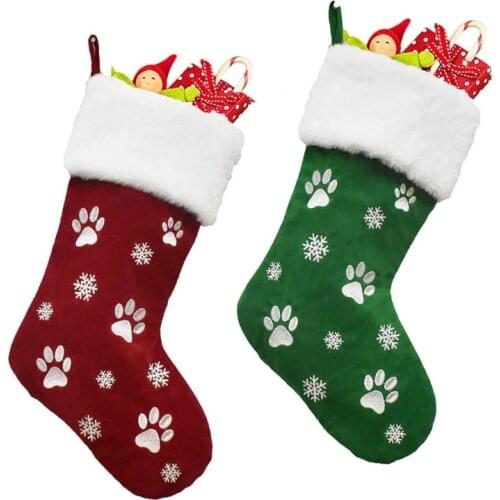 R7RC Christmas Stocking 18 Inch Xmas Stockings Embroidery Snowflake Gift Bag for Tree Fireplace Family Holiday Christmas Party