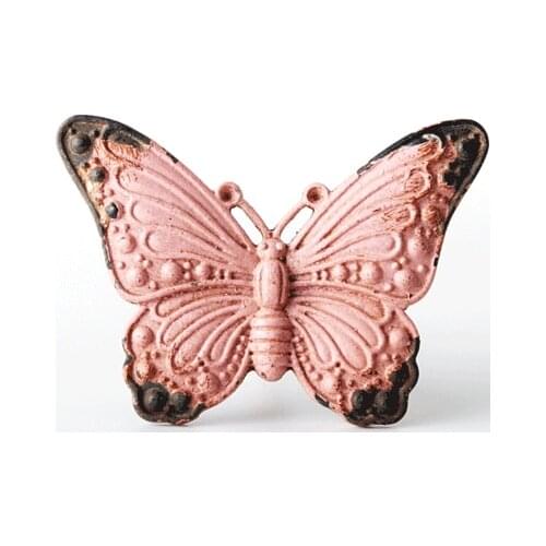 Mediterranean Style Single Hole Butterfly Handle Wardrobe Retro Old Cat Tail Double Hole Handle and Knob Personalized Knob