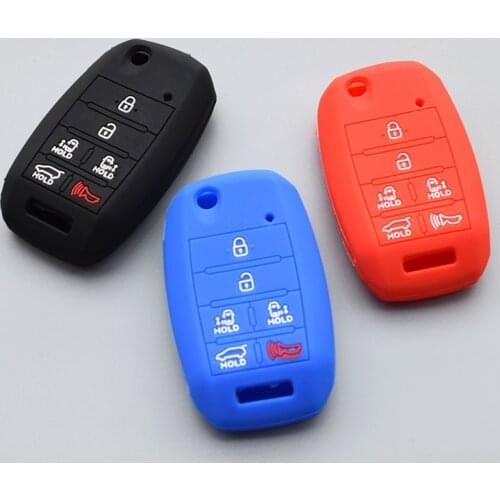 Silicone key fob skin cover case protected shell for KIA grand carnival Sorento Sedona MPV 6 buttons flip folding remote keyless
