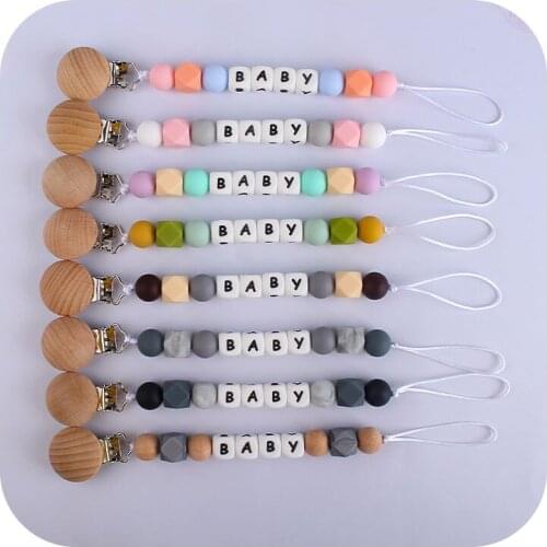 Silicone Letter Nursing Teething Baby Pacifier Clip Boy Girl Nipple Dummy Holder