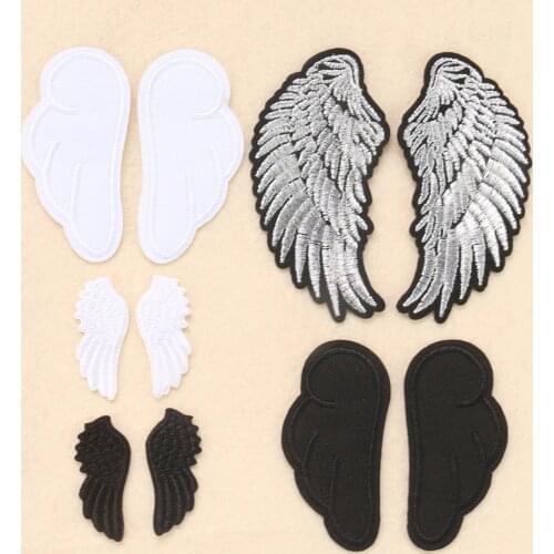 Wing Cloth Patch Embroidery Boutique Large Medium and Small Black and White Feather Wings Clothing Bag Personality Accessories