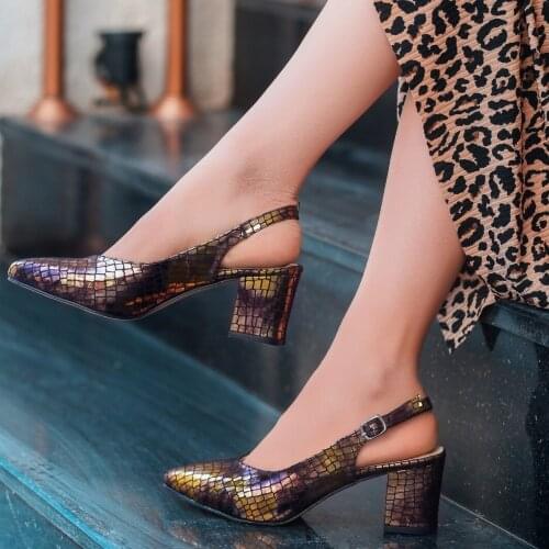 Tonar Ziko Brown Snake Print Heels Women Shoes Spring Summer Elegant Style Casual Cool Casual New Season Daily