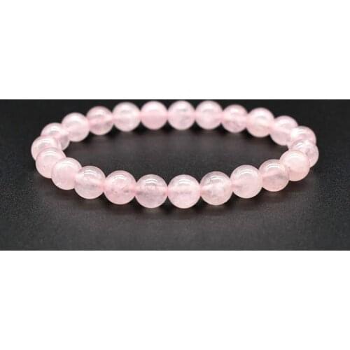6 8 10mm Natural Pink Crystal Rose Quartz Beads Strand Bracelets for Women Adjustable Elastic Handmade Fashion Jewelry YBR263