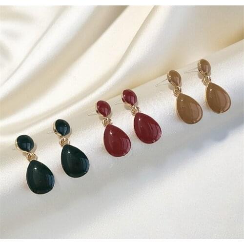 Vintage Enamel Earrings For Women Fashion Korean Geometric Water Drop Round Earrings Girls Cute Earrings 2021 Trend Jewelry Gift