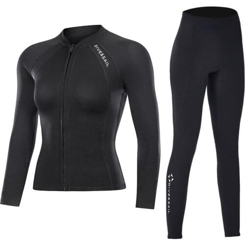 Women Neoprene 2MM Wetsuit Jackets Pants Scuba Diving Suit Surfing Snorkeling Spearfishing Kitesurf Underwater Fishing Equipment