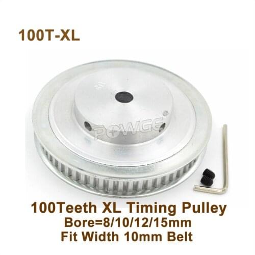 POWGE 100 Teeth XL Timing Pulley Bore 8/10/12/15mm Fit W=10mm XL Synchronous Belt 100T 100Teeth XL Pulley