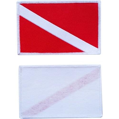 2 Pieces Diver Down Flag Patch Patches Backpack Badge Scuba Diving Dive Sew On Embroidered