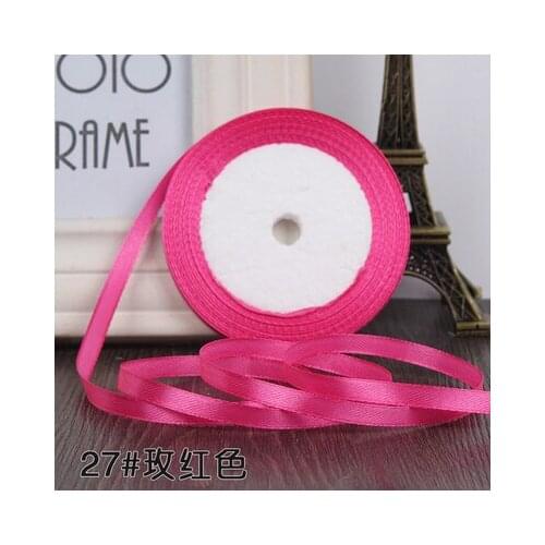 22meter/lot 1/4"(6mm) (25 yards/roll) Rose pink Single Face Satin Ribbon Gift Wrapping Christmas ribbons Sewing Fabric Hand DIY