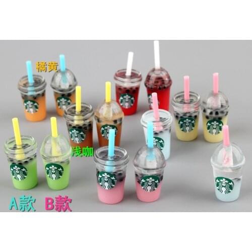 30PCS coffee cup imitation food three-dimensional milk tea cup DIY handmade key ring pendant material resin jewelry accessories