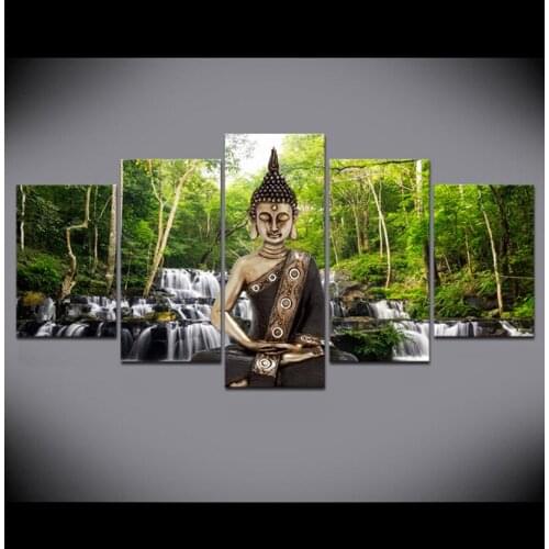 5pcs DIY Diamond Painting Buddha Waterfull Full Square / round Diamond Embroidery Mosaic zen Picture Of Rhinestone china buddha